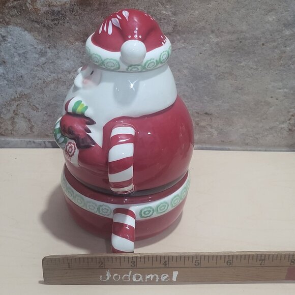 Temptations by Tara 3 Piece Ceramic Stacking Santa Teapot Mug Cup Set - Picture 10 of 12